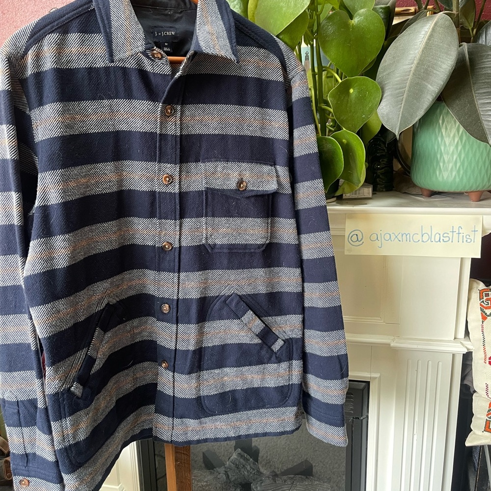 J Crew Blanket-Stripe Shirt Jacket